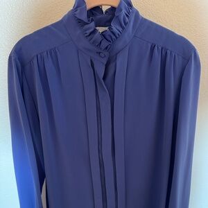 Vintage Ruffled Nordstrom Amethyst Jewel Tone Blouse - Size 16